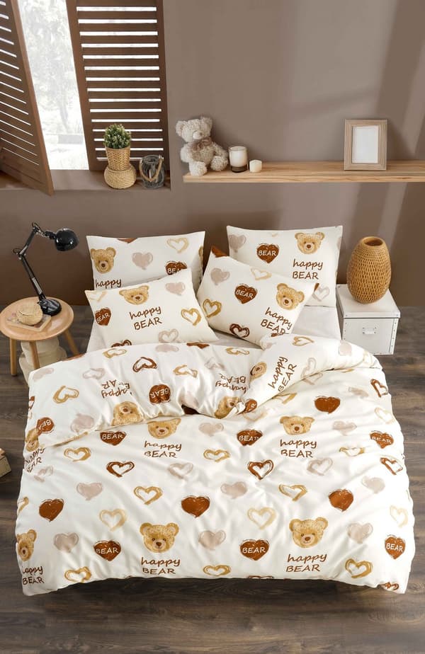 Dubbelt täckeuppsättning Teddy Bear Heart