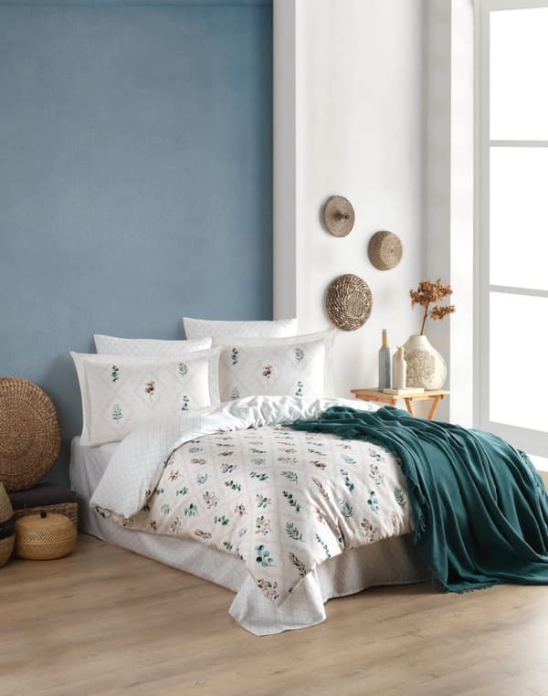 Ranforce Double Quilt Cover Set Ofelya - Grön