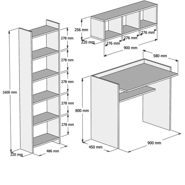 Studiebord & bokhylla Matilda