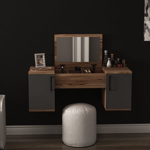 Sminkbord Mercan - Ljus valnöt, antracit
