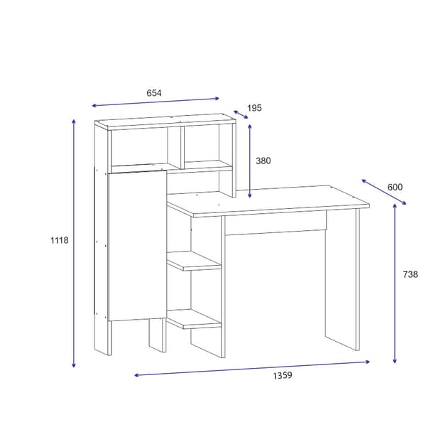 Studiebord Bugra - Antrasitt
