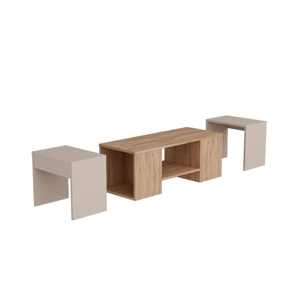 Sofabordssæt Sartos - Atlantic Pine, Beige