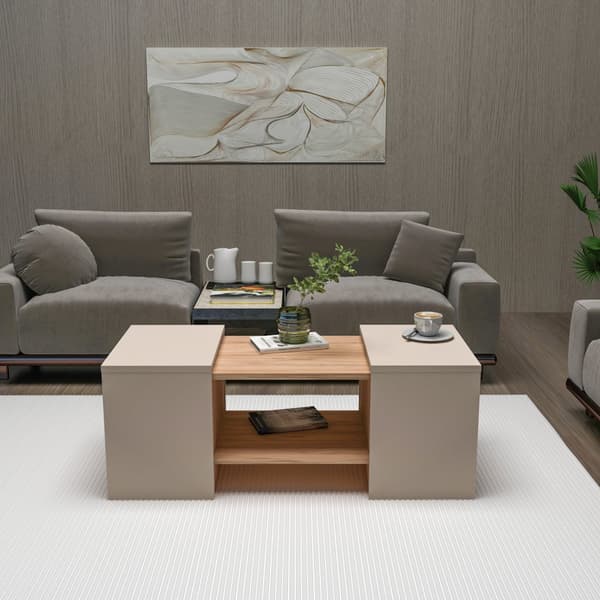 Sofabordssæt Sartos - Atlantic Pine, Beige