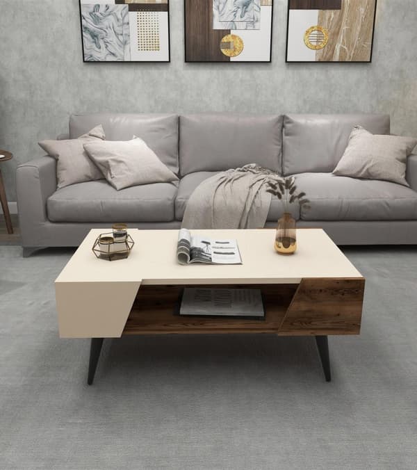 Sofabord Aren - Beige, Lys valnøtt