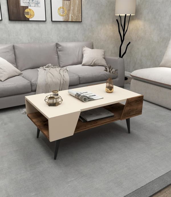 Sofabord Aren - Beige, Lys valnøtt
