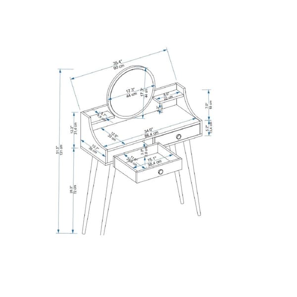 MakeUp Table Roys - Hvit