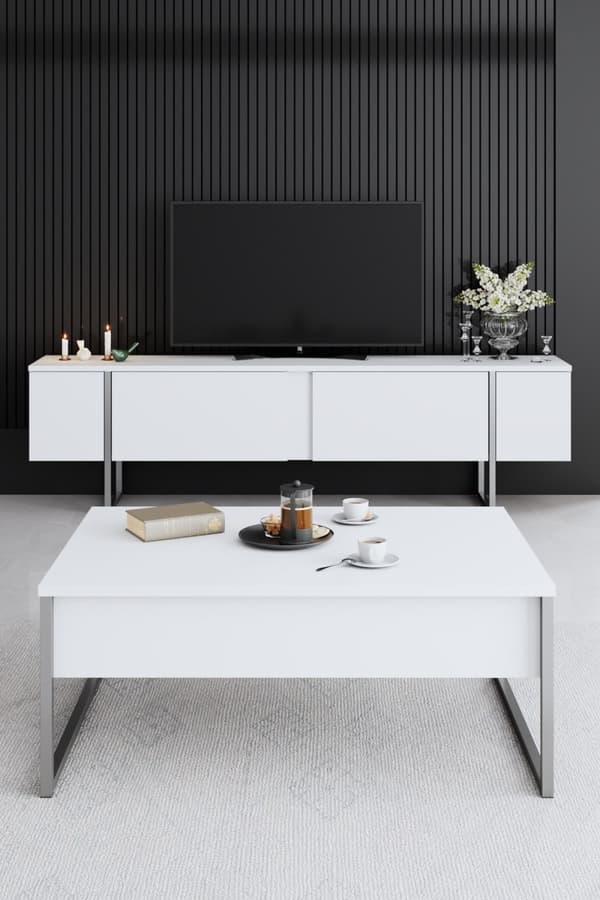 Soffbord Luxe - Vit, Silver
