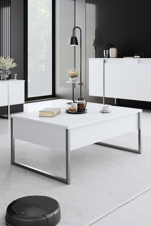Soffbord Luxe - Vit, Silver