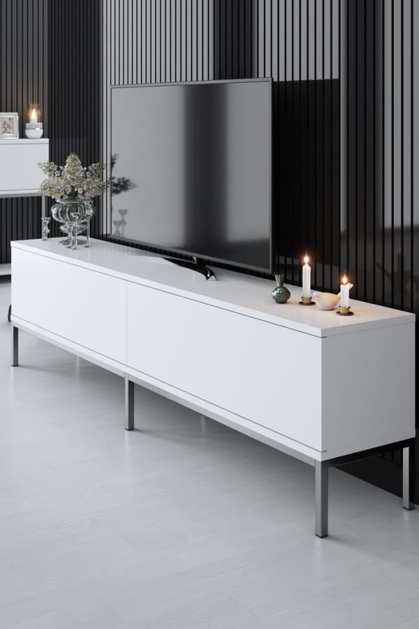 TV-stativ Lord - Hvit, Sølv