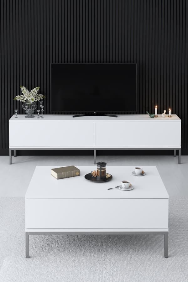TV-stativ Lord - Hvit, Sølv