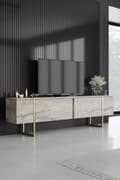 Miniatyrbilde 1 av 7: TV-stativ Luxe - Travertin, Gull