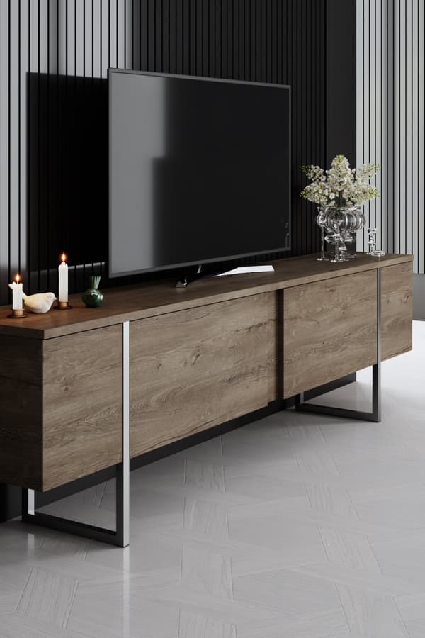 TV-enhet Luxe - Valnöt, Silver
