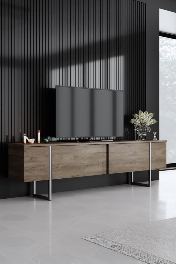 TV-enhet Luxe - Valnöt, Silver