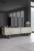 Miniatyrbilde 1 av 7: TV-stativ Luxe - Travertin, Sølv