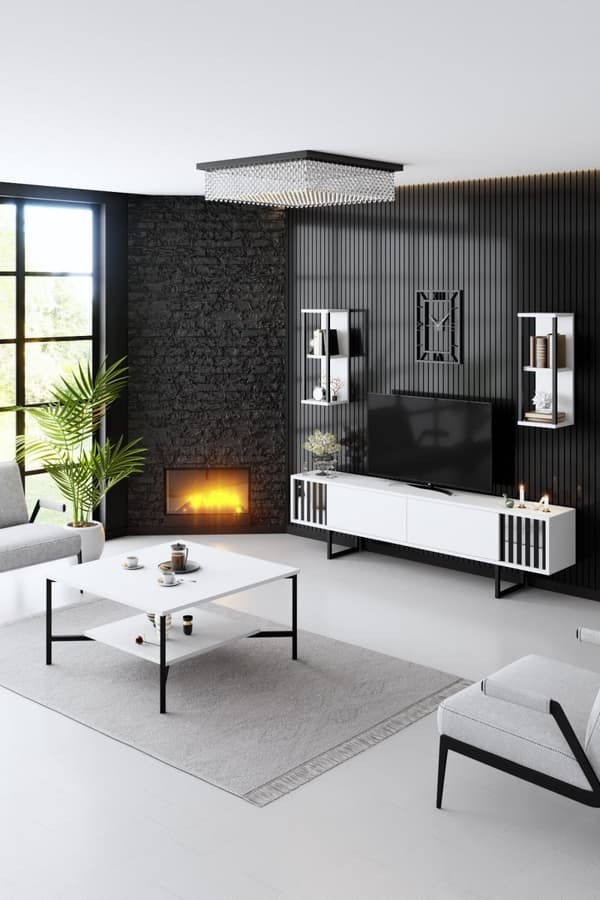 Sofabord Black Line - Hvid, Sort