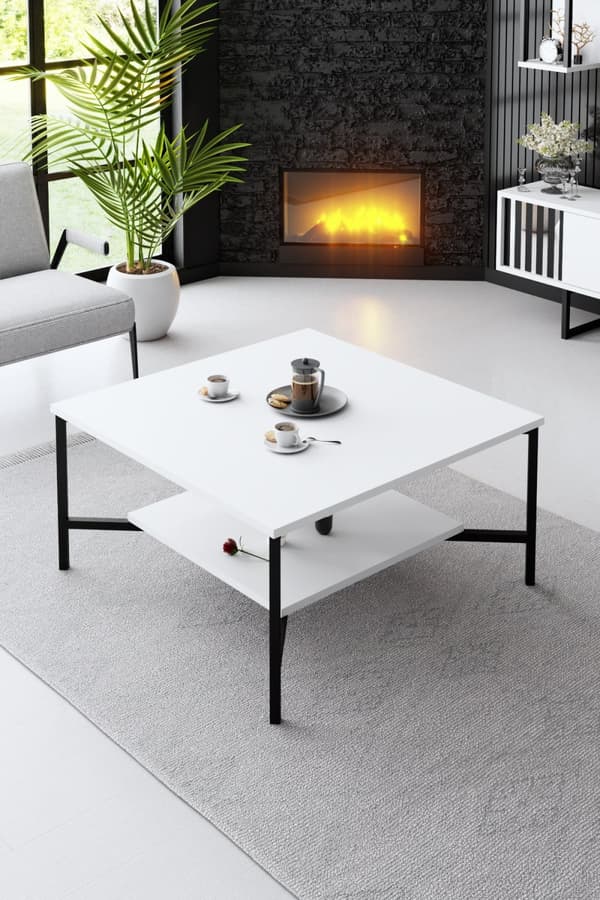 Sofabord Black Line - Hvid, Sort
