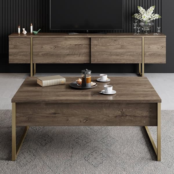 TV-stativ Luxe - Valnøtt, Gull
