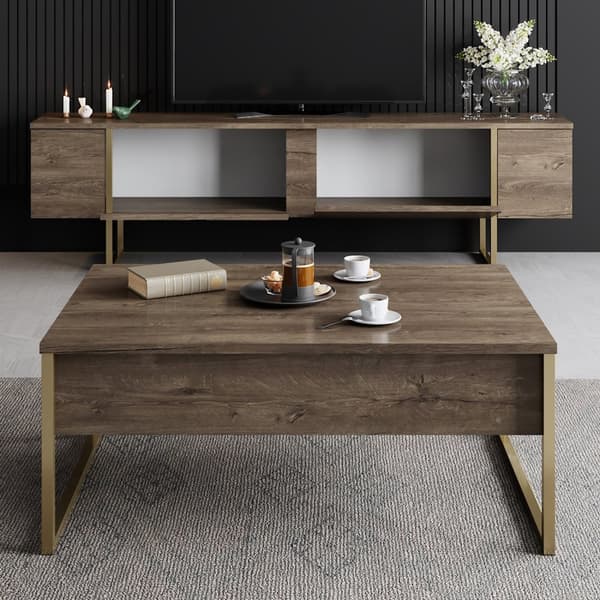 TV-stativ Luxe - Valnøtt, Gull