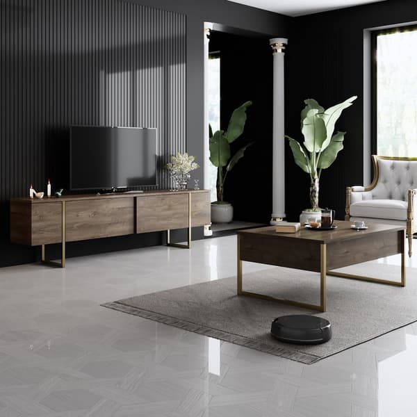 TV-stativ Luxe - Valnøtt, Gull