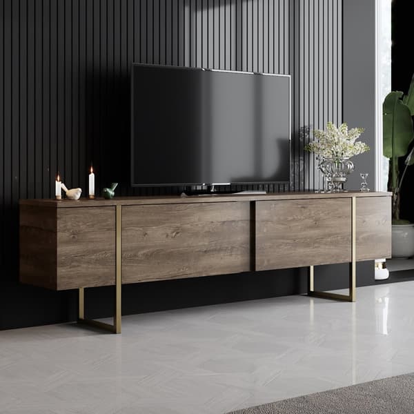 TV-stativ Luxe - Valnøtt, Gull