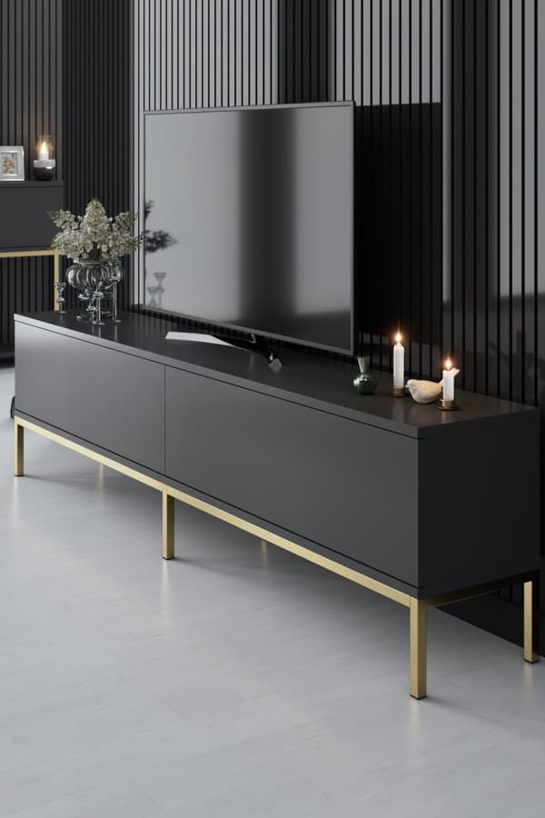TV Stand Lord - antracit, guld