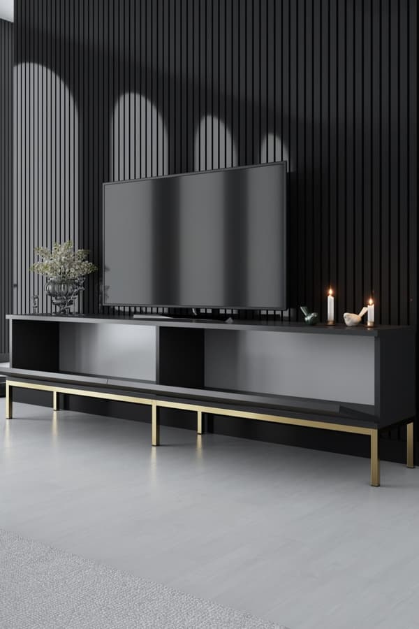 TV Stand Lord - antracit, guld
