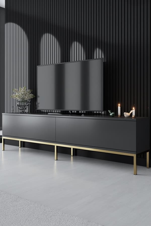 TV Stand Lord - antracit, guld