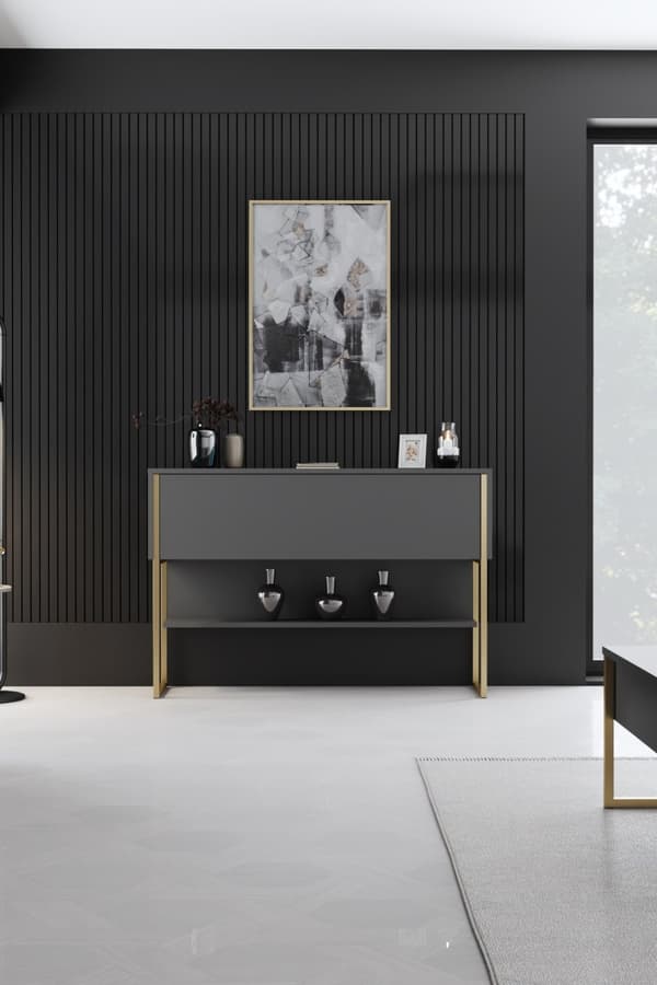 Kommode Luxe - Gull, antrasitt