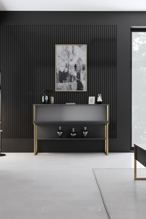 Kommode Luxe - Gull, antrasitt