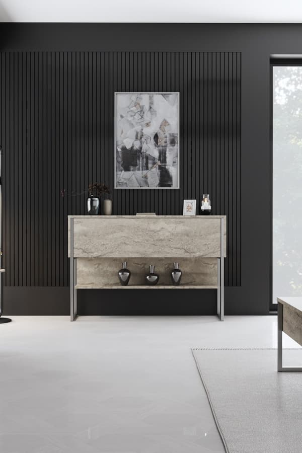 Kommode Luxe - Travertin, Sølv