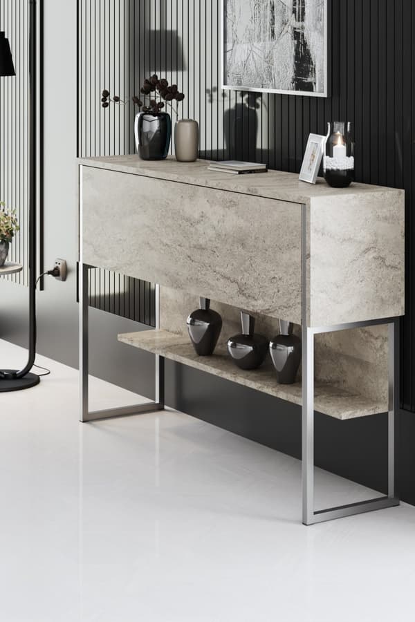 Kommode Luxe - Travertin, Sølv