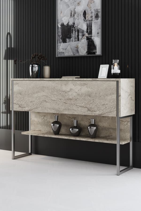 Kommode Luxe - Travertin, Sølv