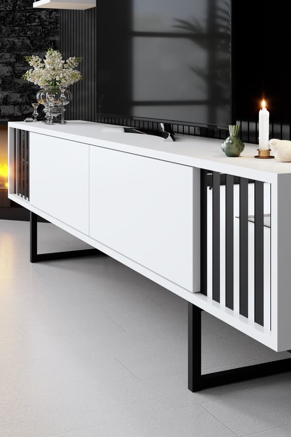 TV-enhet Chrome Line - Hvit, Sort