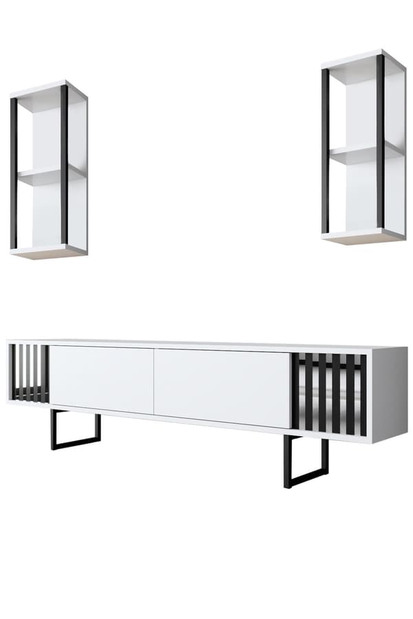 TV-enhet Chrome Line - Hvit, Sort