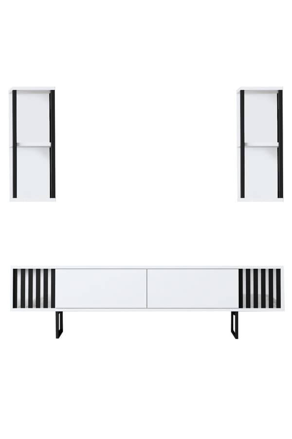 TV-enhet Chrome Line - Hvit, Sort