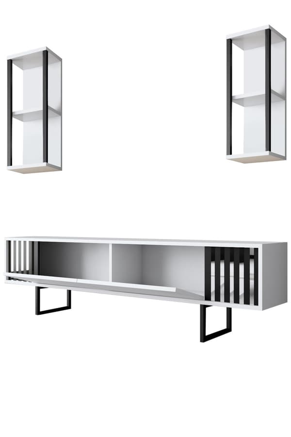 TV-enhet Chrome Line - Hvit, Sort