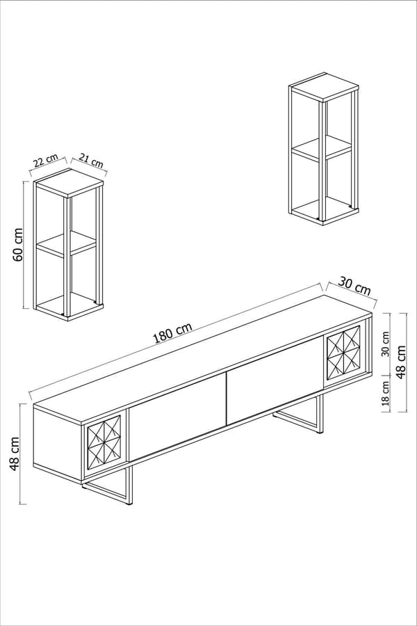 TV-enhet Chrome Line - Hvit, Sort