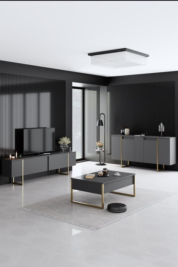 Console Luxe - antracit, guld