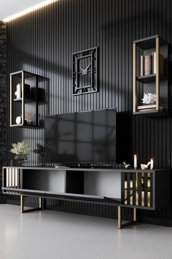 TV-enhet Gold Line - antracit, svart