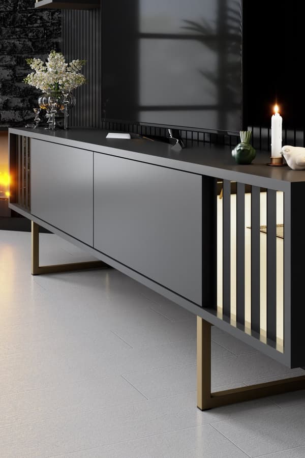 TV-enhet Gold Line - antracit, svart
