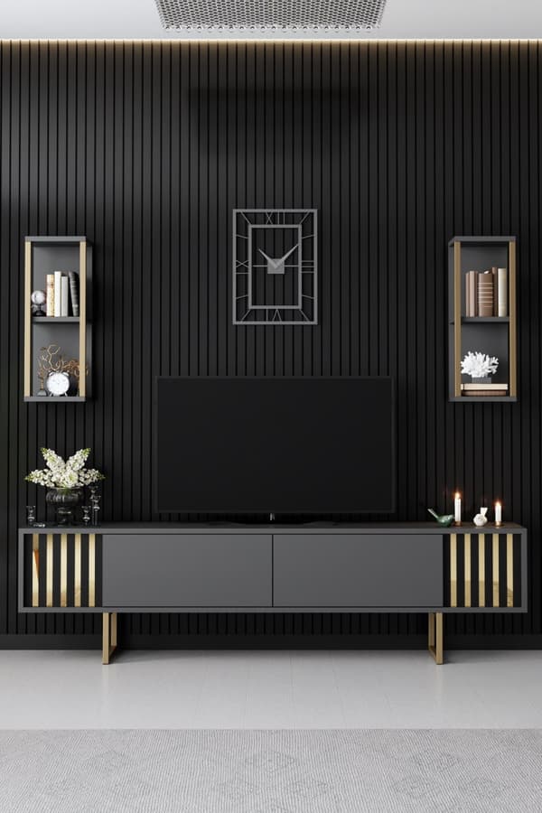 TV-enhet Gold Line - antracit, svart