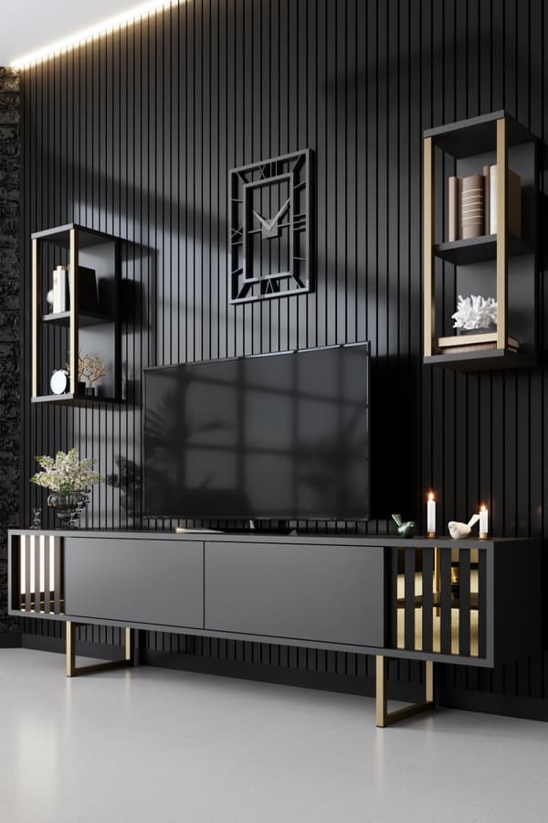 TV-enhet Gold Line - antracit, svart