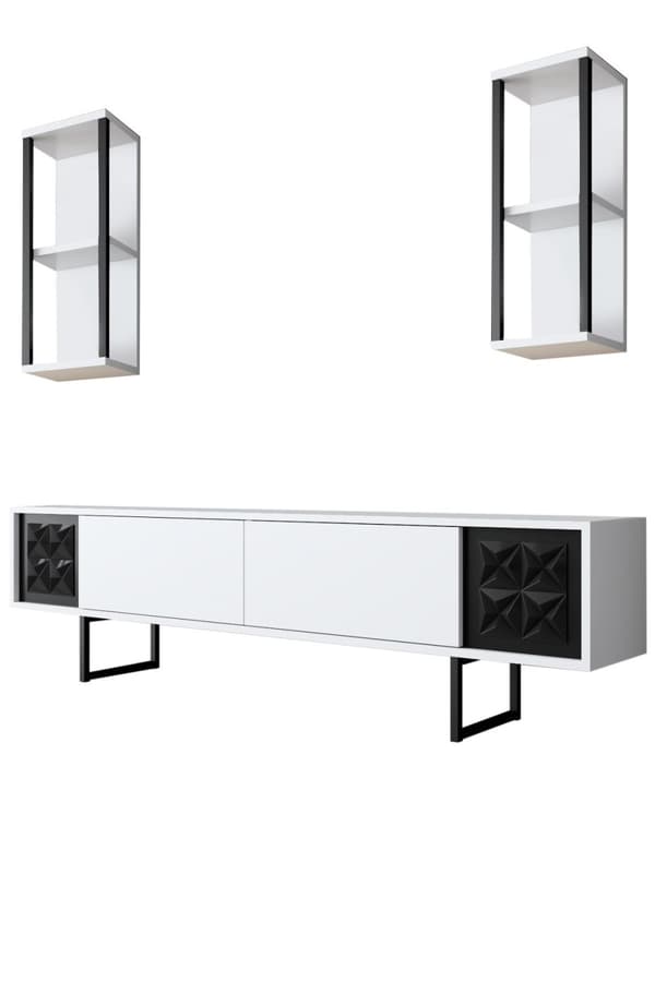 TV-enhet Black Line - Hvit, Svart