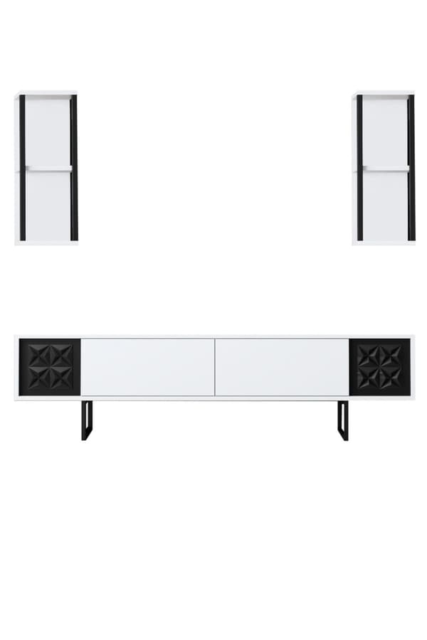 TV-enhet Black Line - Hvit, Svart