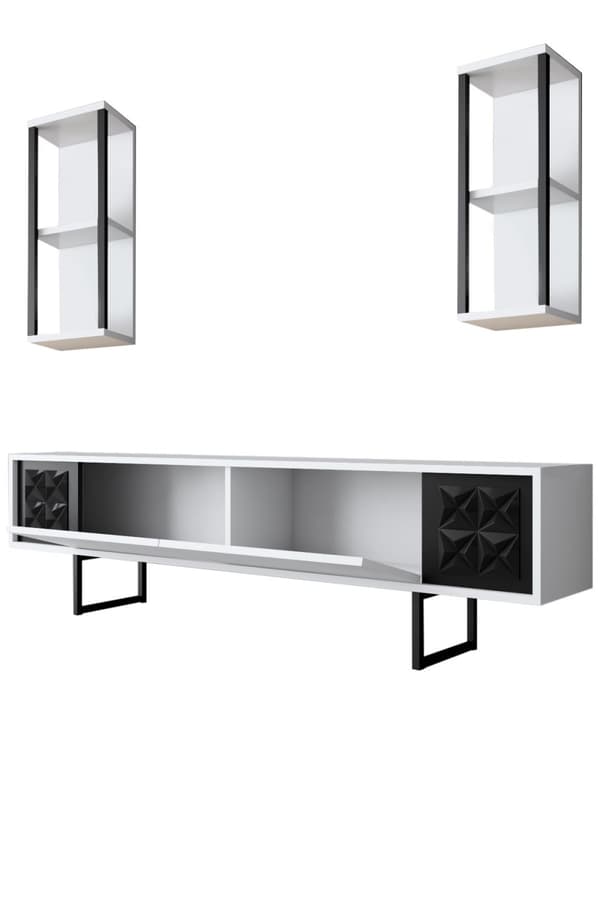 TV-enhet Black Line - Hvit, Svart