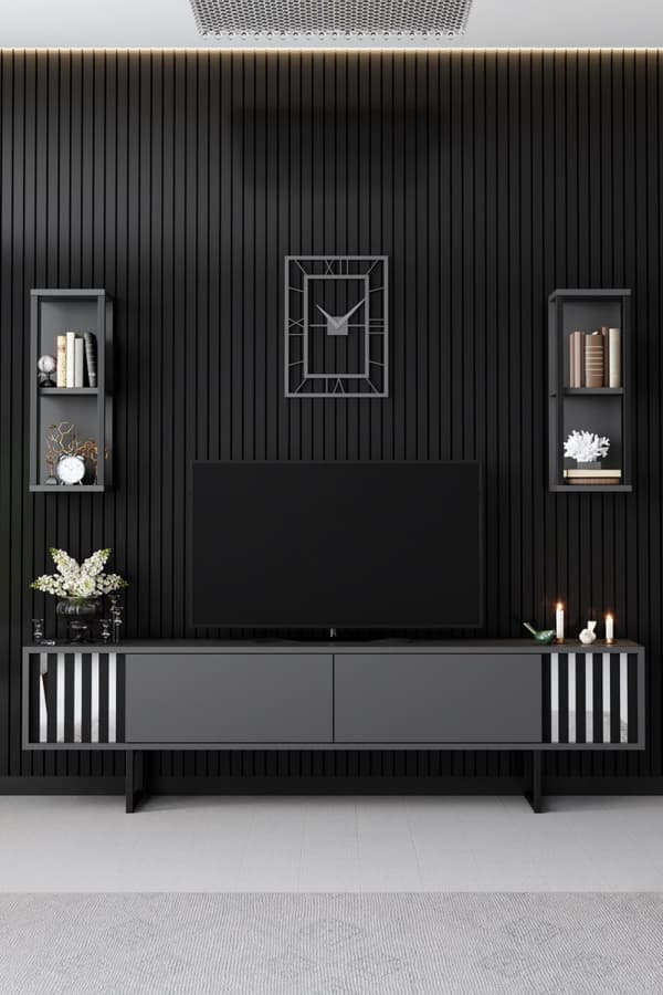 TV-enhet Chrome Line - antrasitt, svart