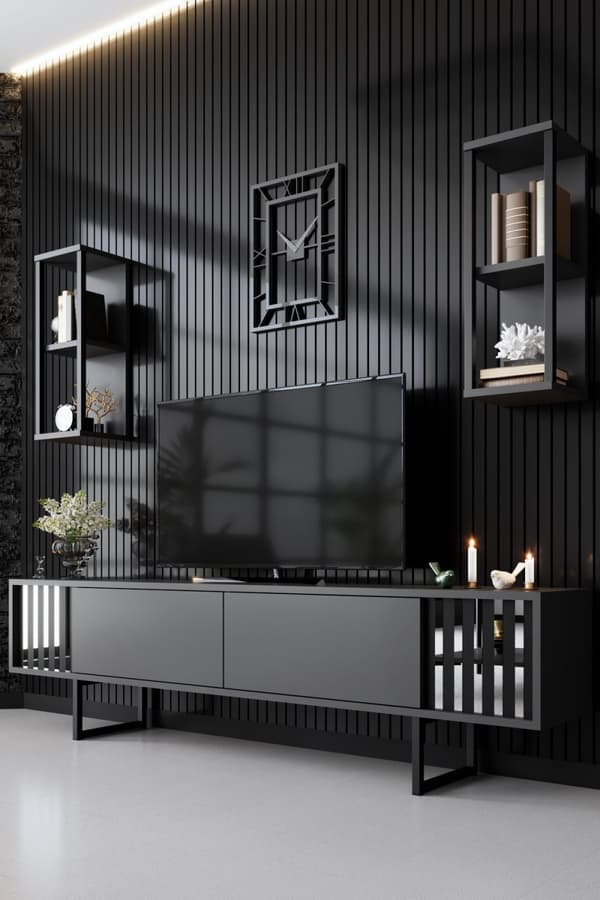 TV-enhet Chrome Line - antrasitt, svart