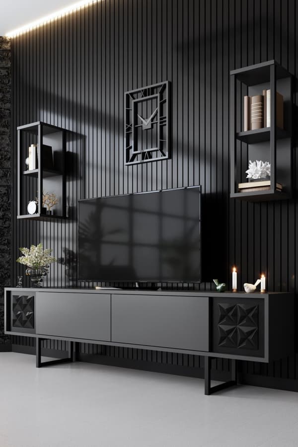 Vardagsrumsmöbler Set Black Line Set - Antracit, Svart