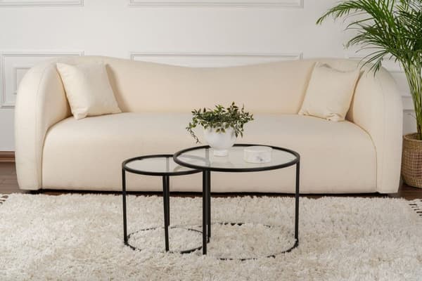 Sofabordsett Svart-Transparent-60-42