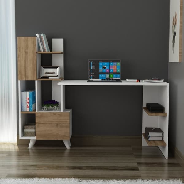 Study Desk Alis - Hvid, Valnød